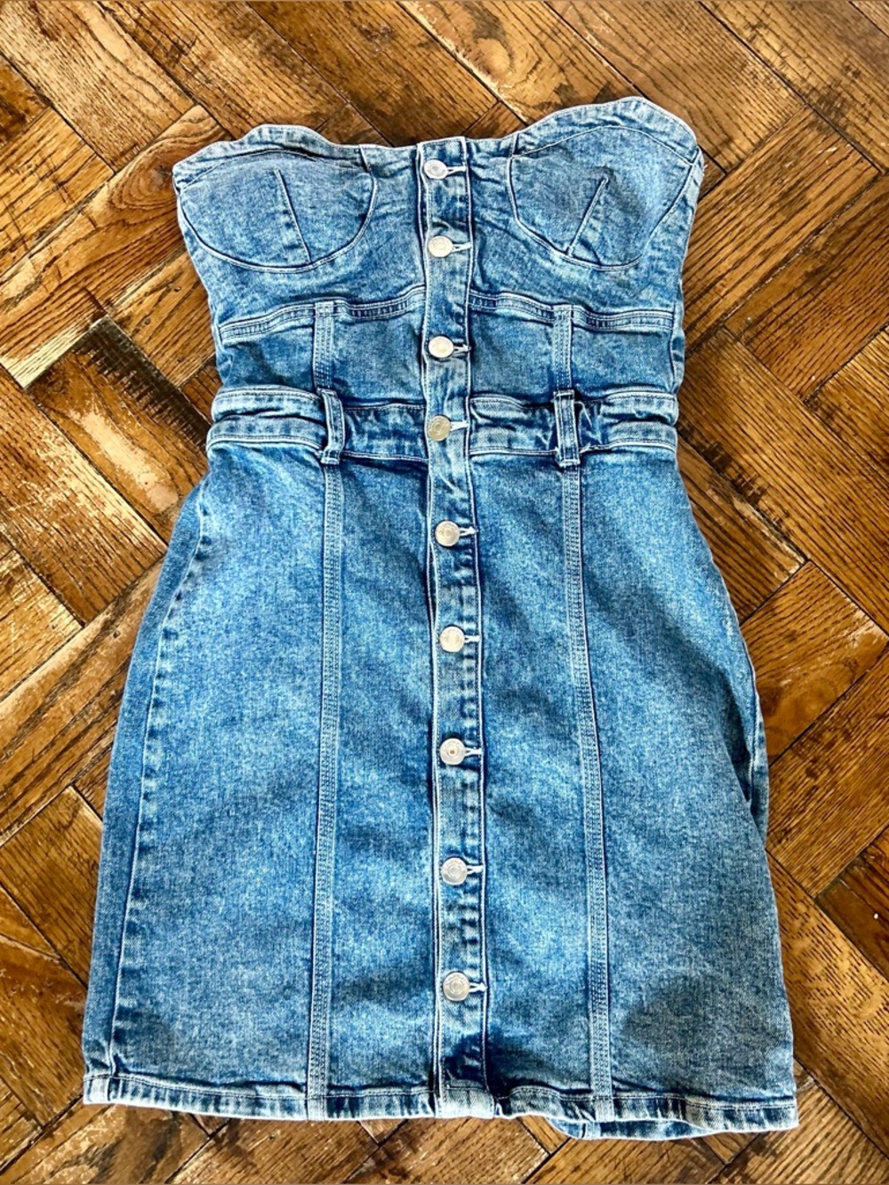 Vintage Jordache stretch denim button up mini dress sz medium